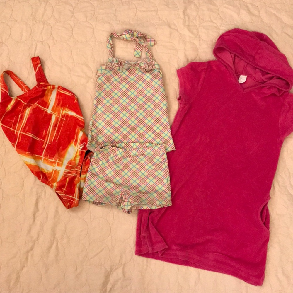 Girls size 8 swimsuit swim cover up lot